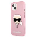 Etui Karl Lagerfeld Glitter Karl's Head na iPhone 13 mini - różowe