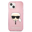 Etui Karl Lagerfeld Glitter Karl's Head na iPhone 13 mini - różowe