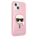 Etui Karl Lagerfeld Glitter Karl's Head na iPhone 13 mini - różowe