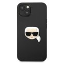 Etui Karl Lagerfeld Leather Ikonik Karl's Head Metal na iPhone 13 mini - czarne