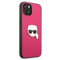 Etui Karl Lagerfeld Leather Ikonik Karl's Head Metal na iPhone 13 mini - różowe