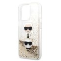 Etui Karl Lagerfeld Liquid Glitter Karl&Choupette Head na iPhone 13 Pro / iPhone 13 - złote