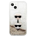 Etui Karl Lagerfeld Liquid Glitter Karl&Choupette Head na iPhone 13 mini - złote