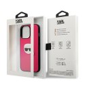 Karl Lagerfeld KLHCP13XPKMP iPhone 13 Pro Max 6,7" różowy/pink hardcase Leather Ikonik Karl`s Head Metal