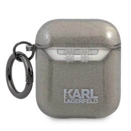 Etui Karl Lagerfeld Glitter Karl's Head na AirPods 1/2 - czarne