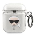 Etui Karl Lagerfeld Glitter Karl's Head na AirPods 1/2 - srebrne