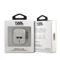 Etui Karl Lagerfeld Glitter Karl's Head na AirPods 1/2 - srebrne