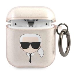 Etui Karl Lagerfeld Glitter Karl's Head na AirPods 1/2 - złote