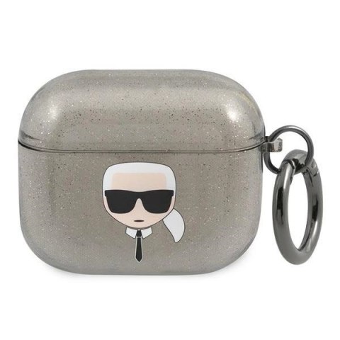 Etui Karl Lagerfeld Glitter Karl's Head na AirPods 3 - czarne