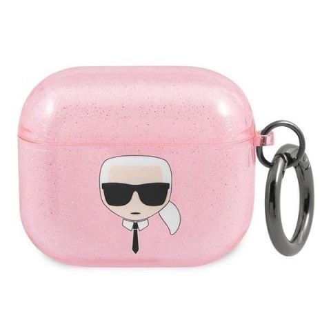 Etui Karl Lagerfeld Glitter Karl's Head na AirPods 3 - różowe