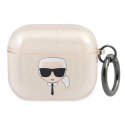 Etui Karl Lagerfeld Glitter Karl's Head na AirPods 3 - złote