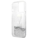 Etui Karl Lagerfeld Liquid Glitter Karl&Choupette Head na iPhone 13 Pro Max - srebrne