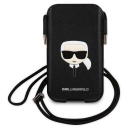 Torebka Karl Lagerfeld Saffiano Ikonik Karl's Head - czarna