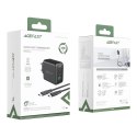 Acefast 2w1 ładowarka sieciowa 2x USB-C / USB-A 65W, PD, QC 3.0, AFC, FCP (zestaw z kablem USB-C 1.2m) czarny (A13 black)