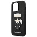 Etui Karl Lagerfeld Saffiano Ikonik Karl's Patch na iPhone 13 Pro Max - czarne