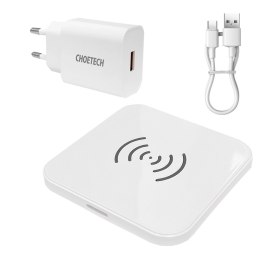 Zestaw ładowarka indukcyjna Choetech T511-S Qi 10W + ładowarka sieciowa 18W (Q5003) + kabel USB - microUSB 1,2m biały