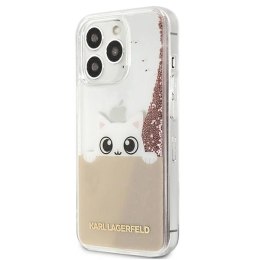 Etui Karl Lagerfeld Liquid Glitter Peek-A-Boo na iPhone 13 Pro Max - różowe