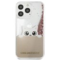 Etui Karl Lagerfeld Liquid Glitter Peek-A-Boo na iPhone 13 Pro Max - różowe