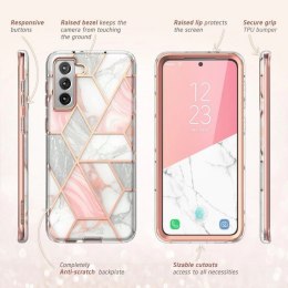 Etui Supcase Cosmo na Samsung Galaxy S21 FE - różowy marmur