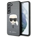 Etui Karl Lagerfeld Saffiano Ikonik Karl's Head na Samsung Galaxy S22 - srebrne