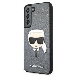 Etui Karl Lagerfeld Saffiano Ikonik Karl's Head na Samsung Galaxy S22 - srebrne