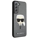 Etui Karl Lagerfeld Saffiano Ikonik Karl's Head na Samsung Galaxy S22 - srebrne