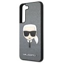 Etui Karl Lagerfeld Saffiano Ikonik Karl's Head na Samsung Galaxy S22 - srebrne