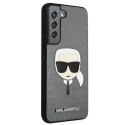 Etui Karl Lagerfeld Saffiano Ikonik Karl's Head na Samsung Galaxy S22+ - srebrne