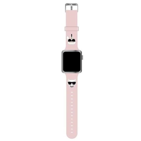 Pasek Karl Lagerfeld Silicone Karl & Choupette Heads na Apple Watch 42/44/45mm - różowy