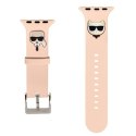 Pasek Karl Lagerfeld Silicone Karl & Choupette Heads na Apple Watch 42/44/45mm - różowy