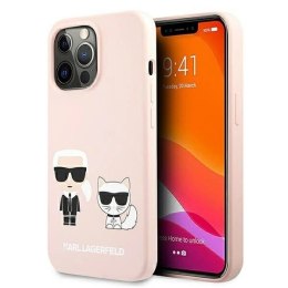 Etui Karl Lagerfeld Silicone Ikonik Karl&Choupette MagSafe na iPhone 13 Pro Max - jasnoróżowe