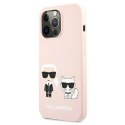 Etui Karl Lagerfeld Silicone Ikonik Karl&Choupette MagSafe na iPhone 13 Pro / iPhone 13 - jasnoróżowe