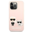 Etui Karl Lagerfeld Silicone Ikonik Karl&Choupette MagSafe na iPhone 13 Pro / iPhone 13 - jasnoróżowe