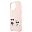 Etui Karl Lagerfeld Silicone Ikonik Karl&Choupette MagSafe na iPhone 13 Pro / iPhone 13 - jasnoróżowe