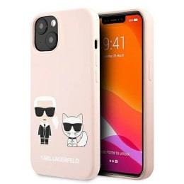 Etui Karl Lagerfeld Silicone Ikonik Karl&Choupette MagSafe na iPhone 13 - jasnoróżowe