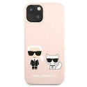 Etui Karl Lagerfeld Silicone Ikonik Karl&Choupette MagSafe na iPhone 13 - jasnoróżowe