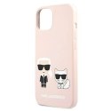 Etui Karl Lagerfeld Silicone Ikonik Karl&Choupette MagSafe na iPhone 13 - jasnoróżowe