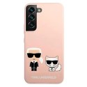 Etui Karl Lagerfeld Silicone Ikonik Karl&Choupette na Samsung Galaxy S22+ - jasnoróżowe