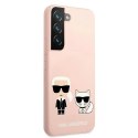 Etui Karl Lagerfeld Silicone Ikonik Karl&Choupette na Samsung Galaxy S22+ - jasnoróżowe