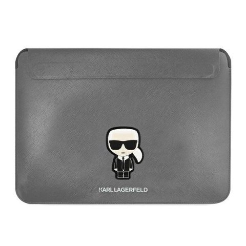 Pokrowiec Karl Lagerfeld Saffiano Ikonik Karl na laptopa 13-14'' - srebrny