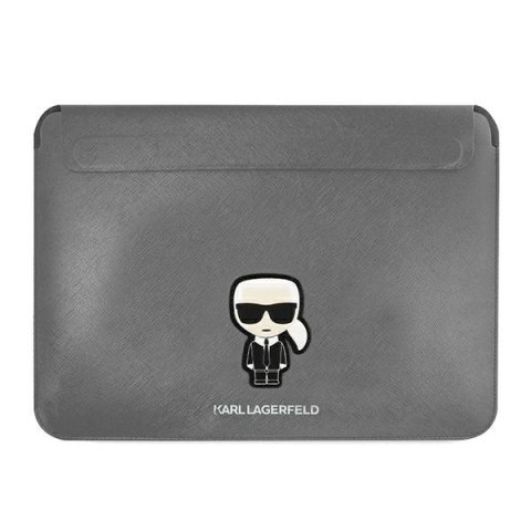 Pokrowiec Karl Lagerfeld Saffiano Ikonik Karl na laptopa 16'' - srebrny