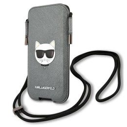 Torebka Karl Lagerfeld Saffiano Ikonik Choupette Head 6.7'' - szara