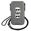 Torebka Karl Lagerfeld Saffiano Ikonik Karl&Choupette Head 6.7'' - szara