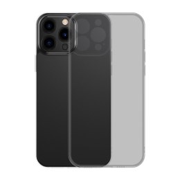 Baseus Frosted Glass Case etui pokrowiec do iPhone 13 Pro Max sztywna obudowa z żelową ramką czarny (ARWS001101)