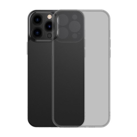 Baseus Frosted Glass Case etui pokrowiec do iPhone 13 Pro sztywna obudowa z żelową ramką czarny (ARWS001001)