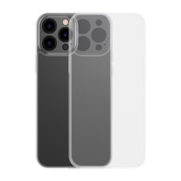 Baseus Frosted Glass Case etui pokrowiec do iPhone 13 Pro sztywna obudowa z żelową ramką przezroczysty (ARWS000702)