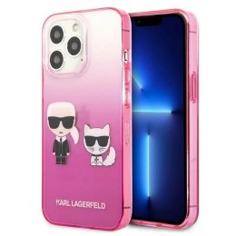 Etui Karl Lagerfeld Gradient Ikonik Karl&Choupette na iPhone 13 Pro / iPhone 13 - różowe