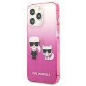 Etui Karl Lagerfeld Gradient Ikonik Karl&Choupette na iPhone 13 Pro / iPhone 13 - różowe