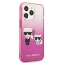 Etui Karl Lagerfeld Gradient Ikonik Karl&Choupette na iPhone 13 Pro / iPhone 13 - różowe