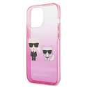 Etui Karl Lagerfeld Gradient Ikonik Karl&Choupette na iPhone 13 Pro / iPhone 13 - różowe